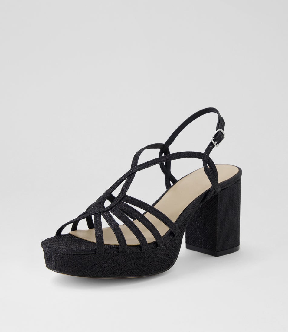 Forrum Black Glitter Sandals