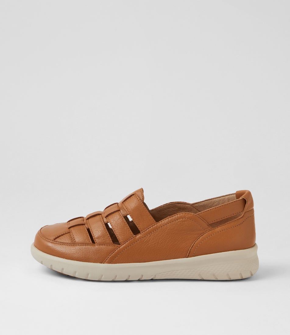 Salma Xw Dark Tan Leather Flat Shoes