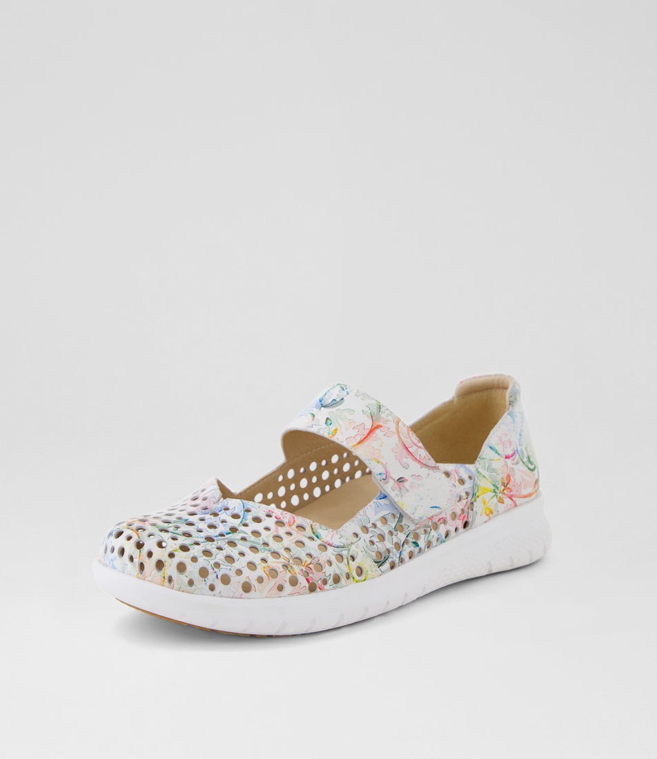 Sindis Xf Almond Floral Leather Mary Janes