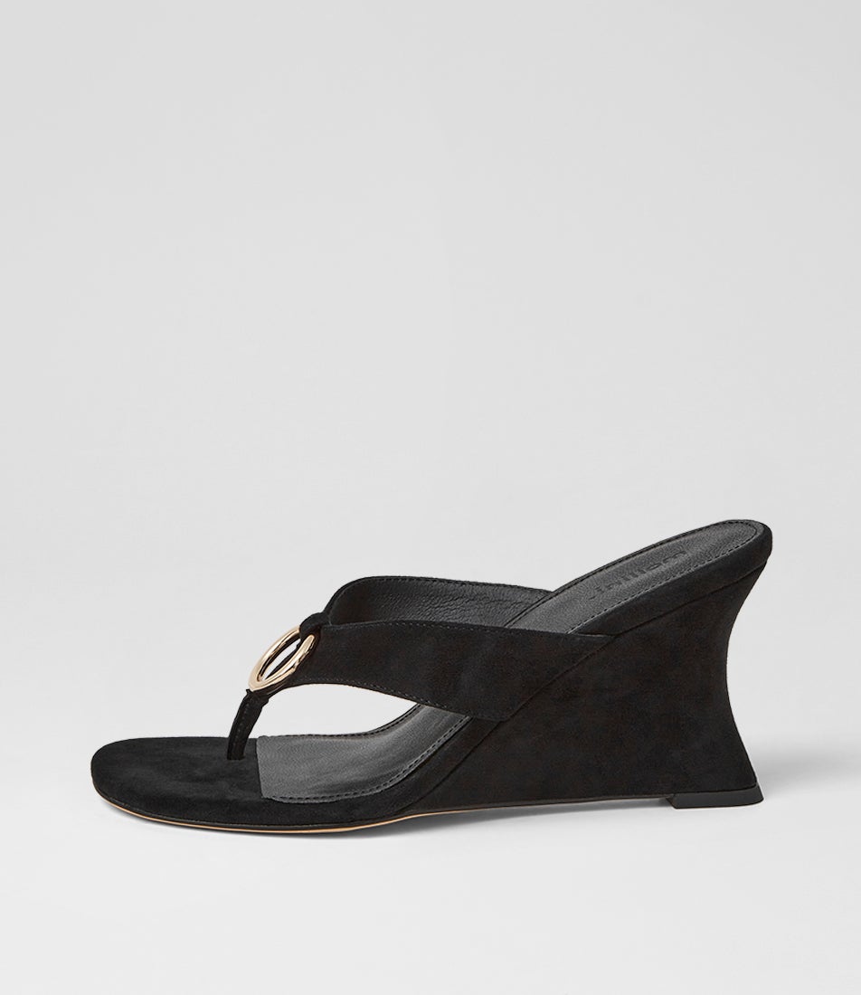 Elishia Black Suede Sandals