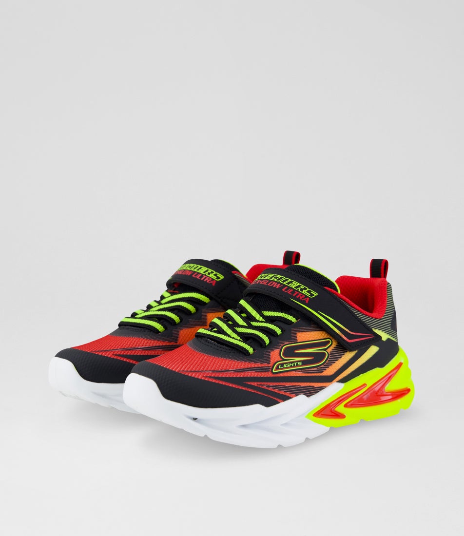 Flex Glow Ultra Junior Red Black Fabric Sneakers