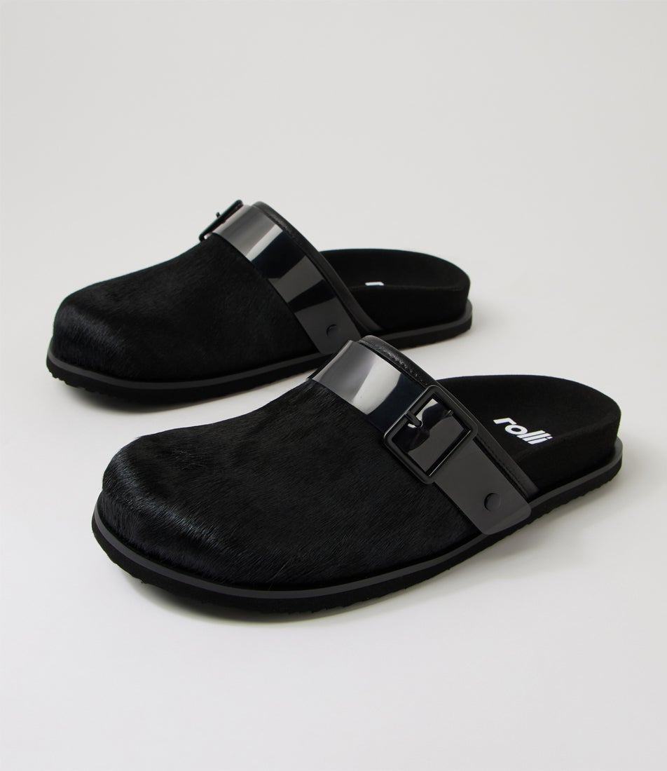 Mills Black Pony Mules