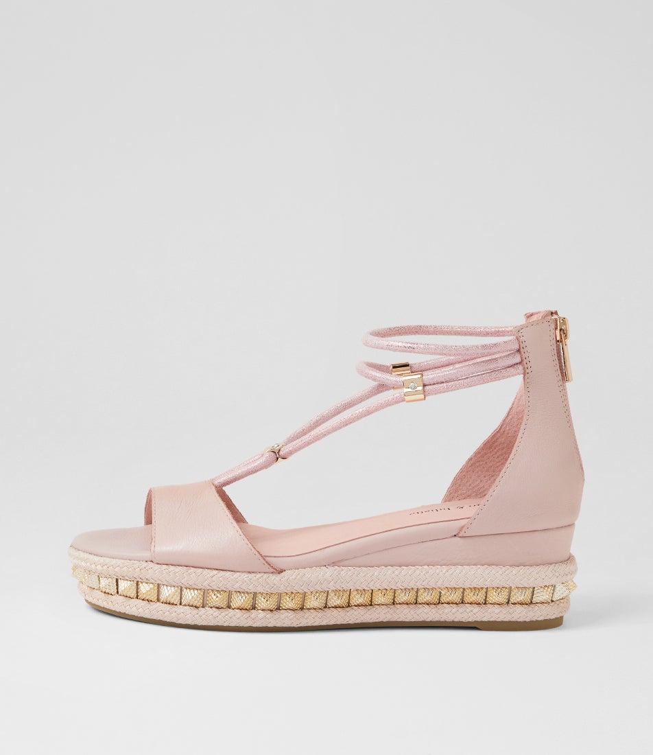 Miora Palest Pink Leather Elastic Platform Sandals