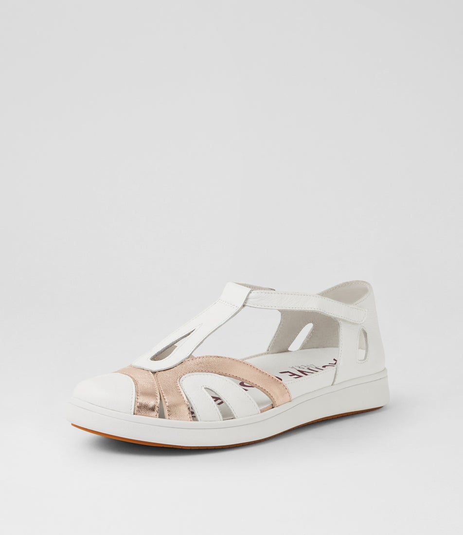 Demna Xf White Pale Rose Gold Leather Flat Shoes