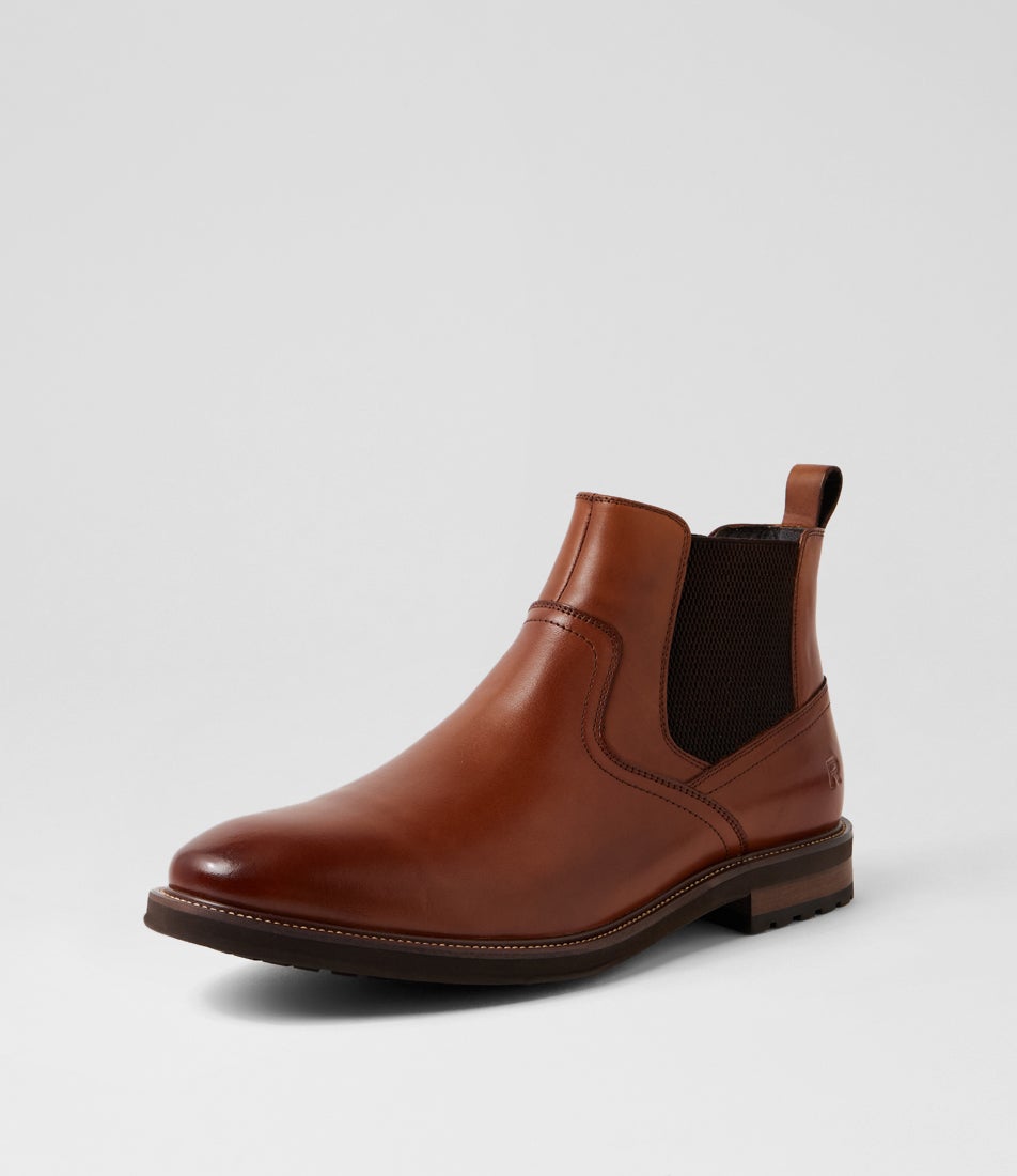 Bagon Cognac Leather Ankle Boots