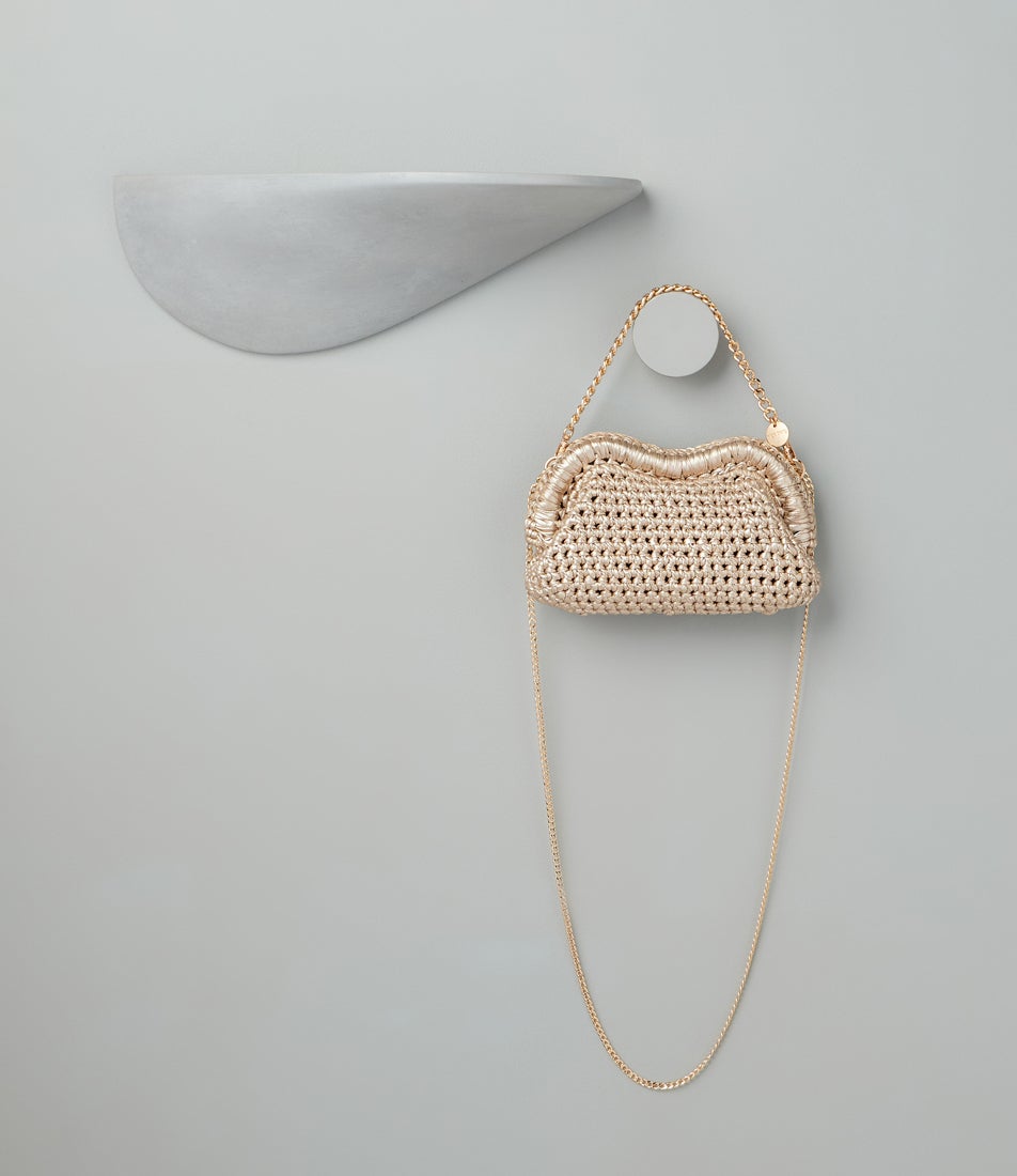 Taylor Crochet Gold Fabric Clutch