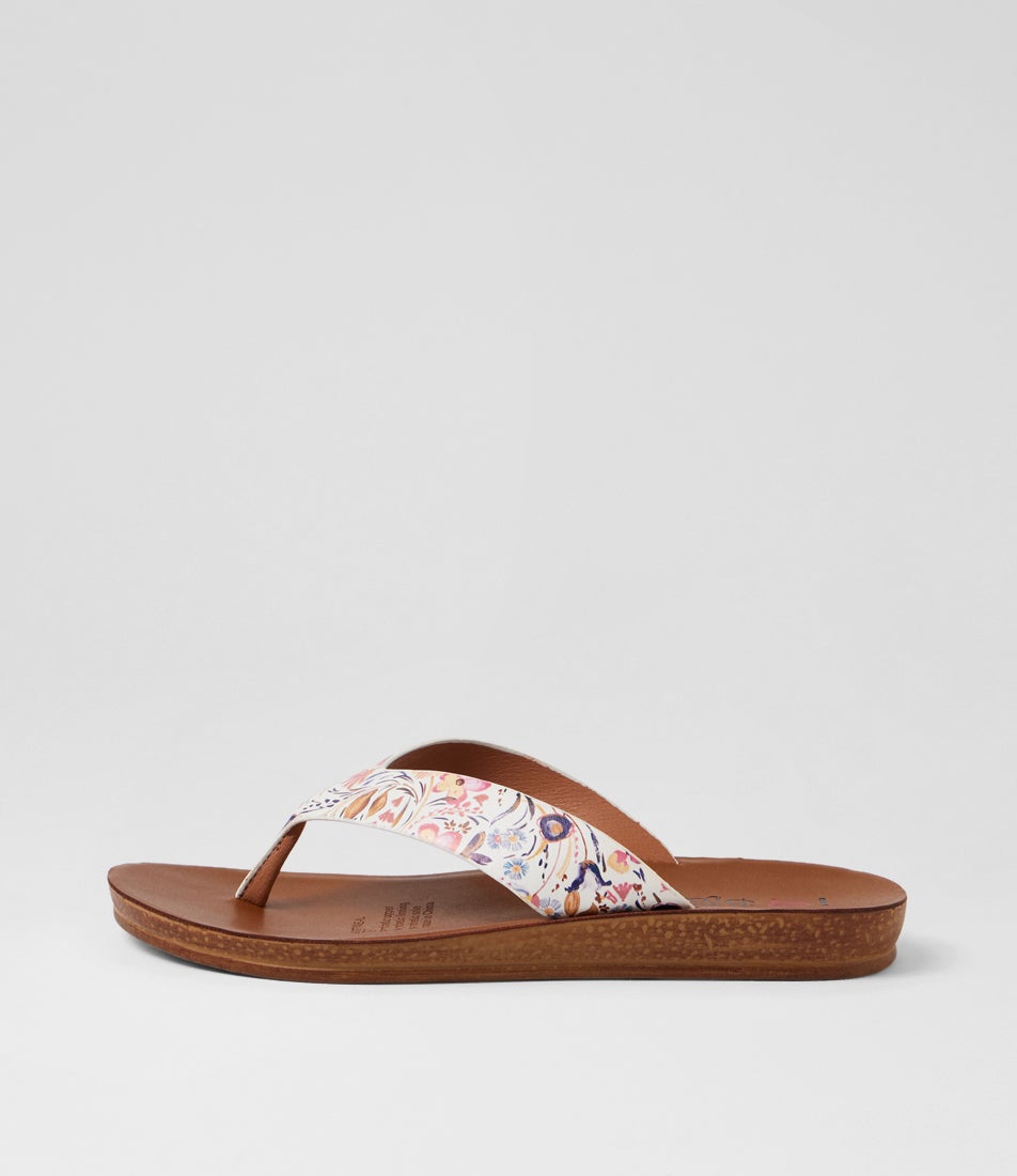 Kistine White Floral Sandals
