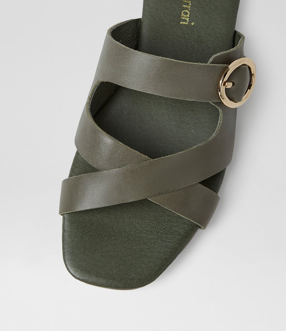 Alluse Olive Leather Sandals