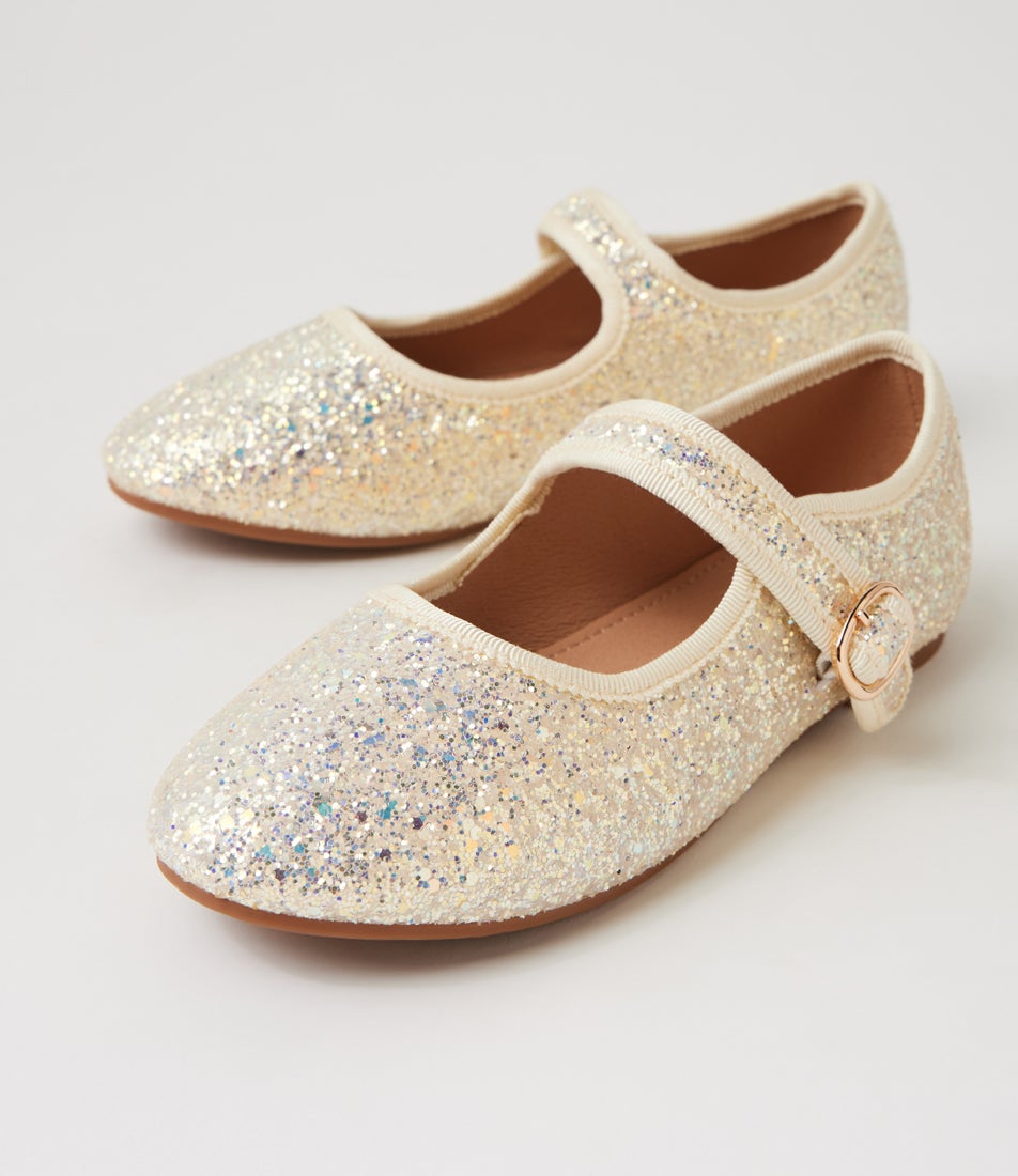 Arlo Ballet Junior White Glitter Mary Janes