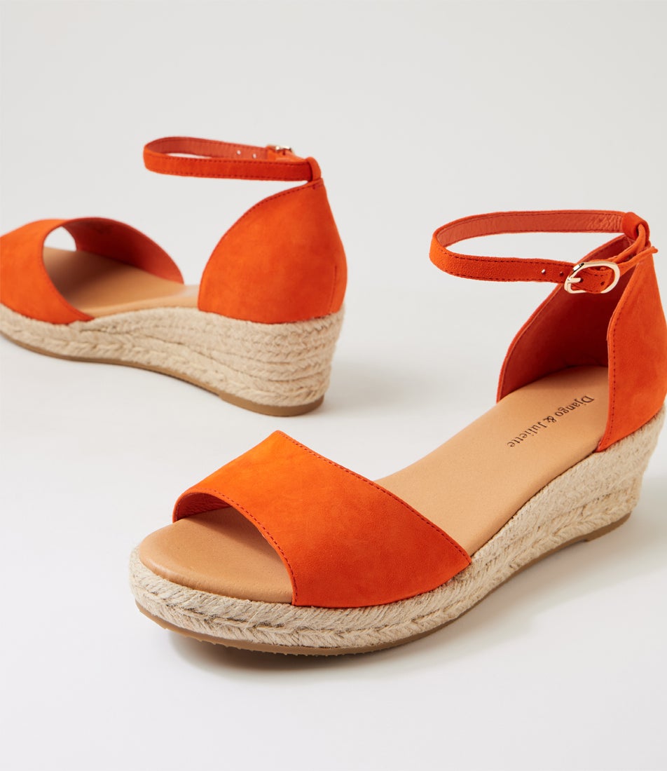 Skip Orange Natural Rope Suede Sandals