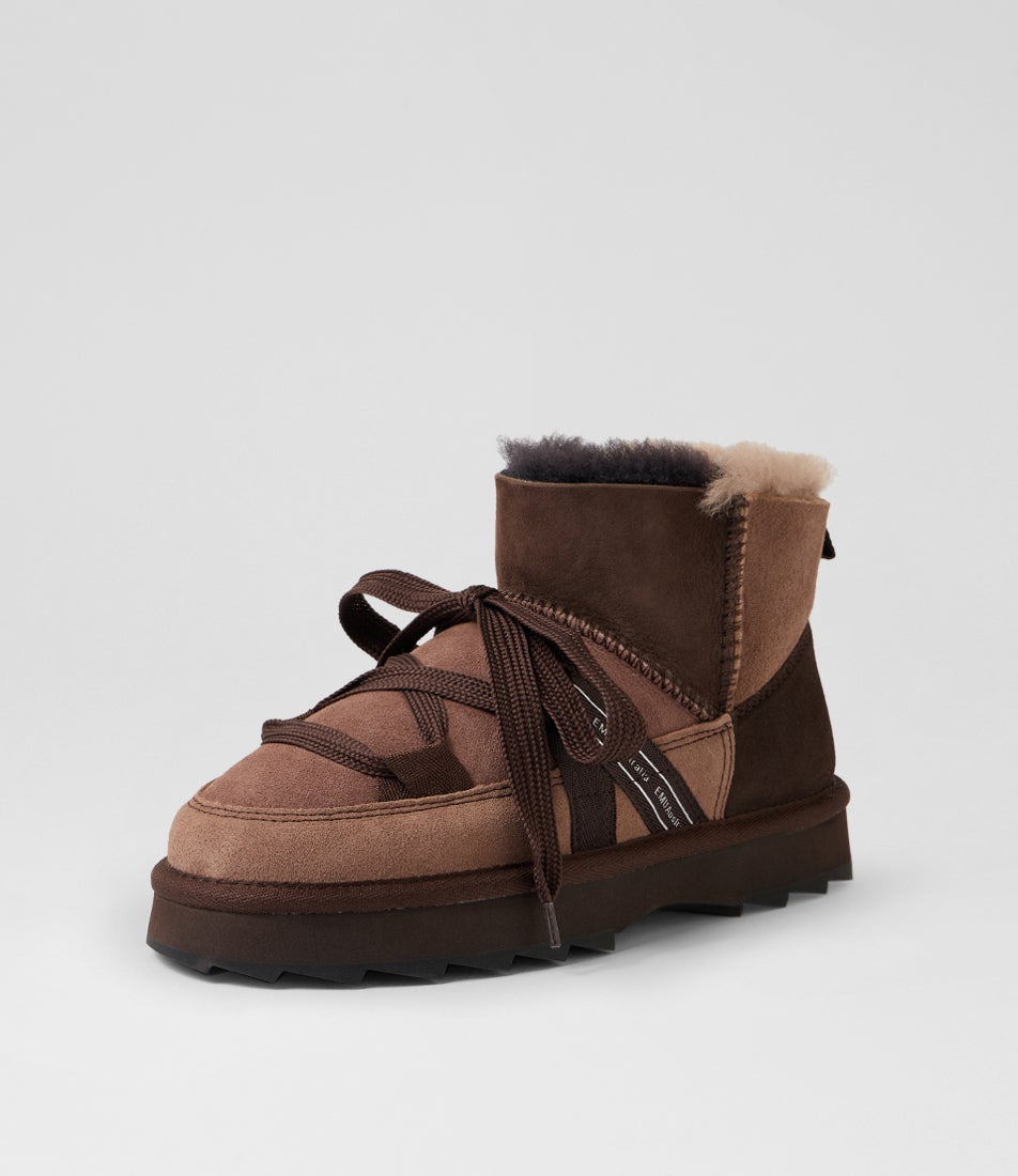 Blurred Micro Patchwork Chocolate Suede Slippers