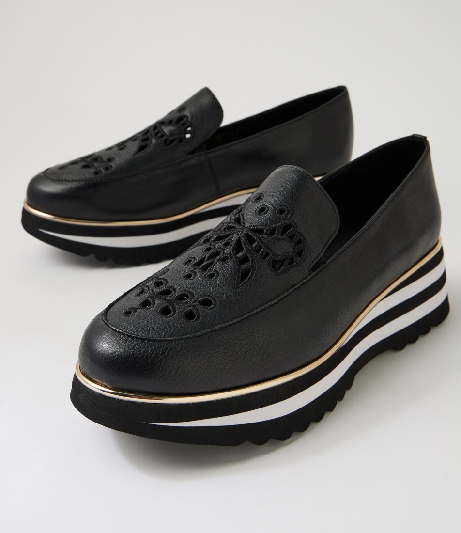 Enakai Black Leather Loafers
