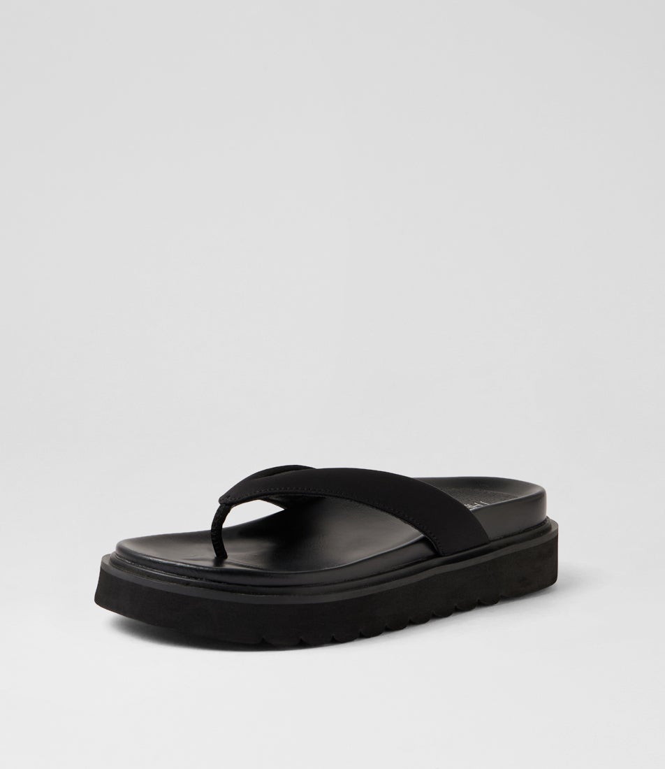 Vacay Black Lycra Smooth Thongs