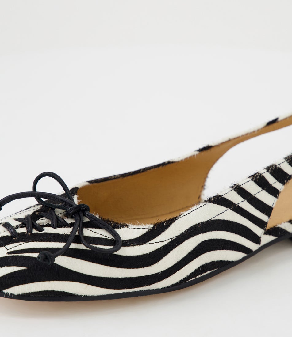 Uriaa Black White Zebra Pony Slingbacks