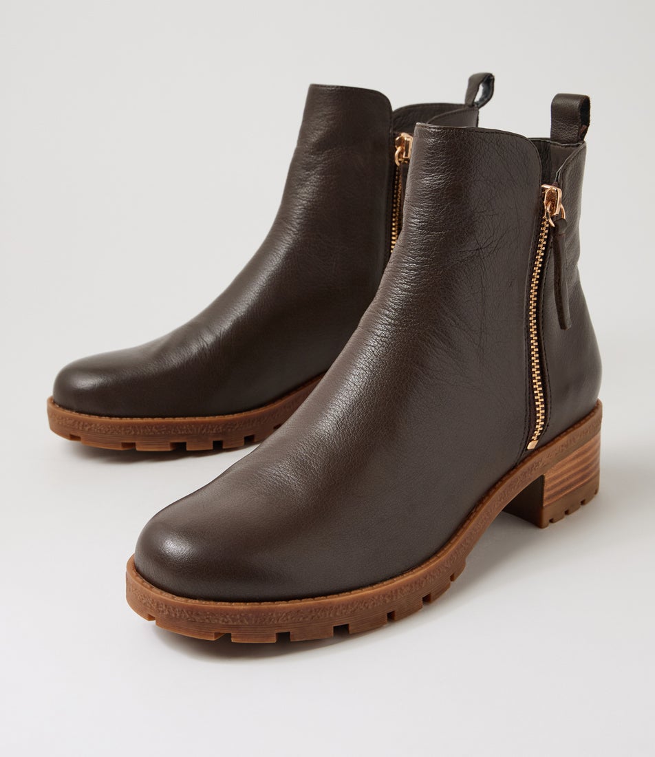 Marlieso Choc Leather Ankle Boots