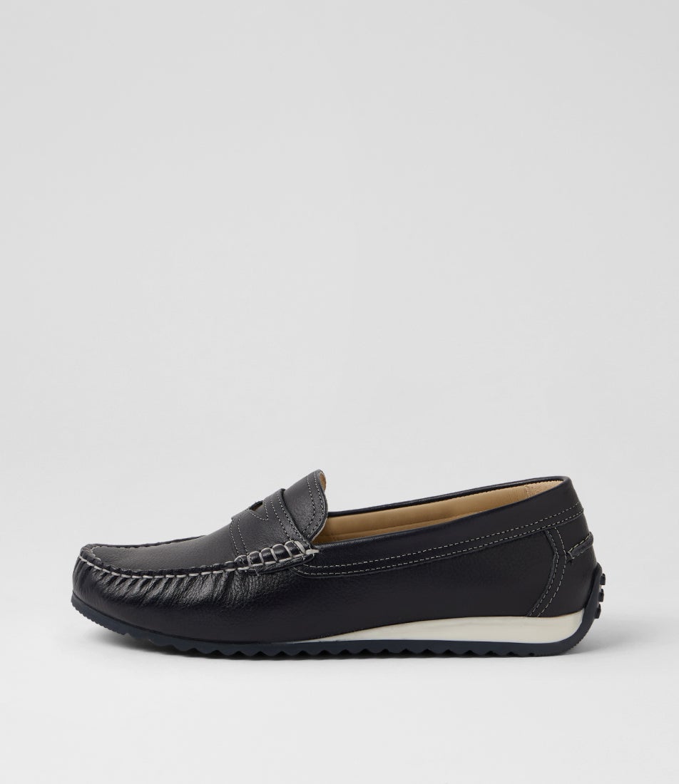 New Port 2 Navy Leather Loafers