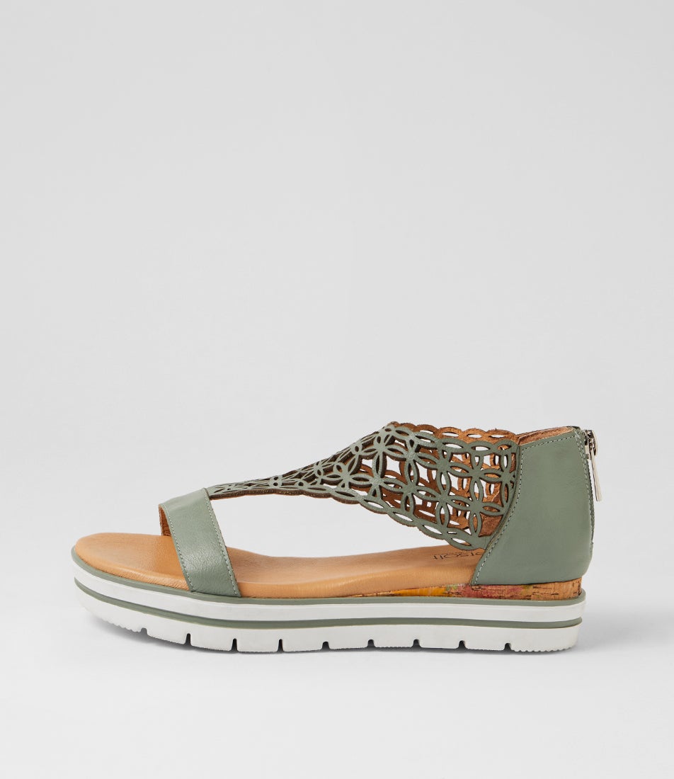 Alexiander Sage Floral Cork Leather Sandals Alexiander Sage Floral Cork Leather Sandals