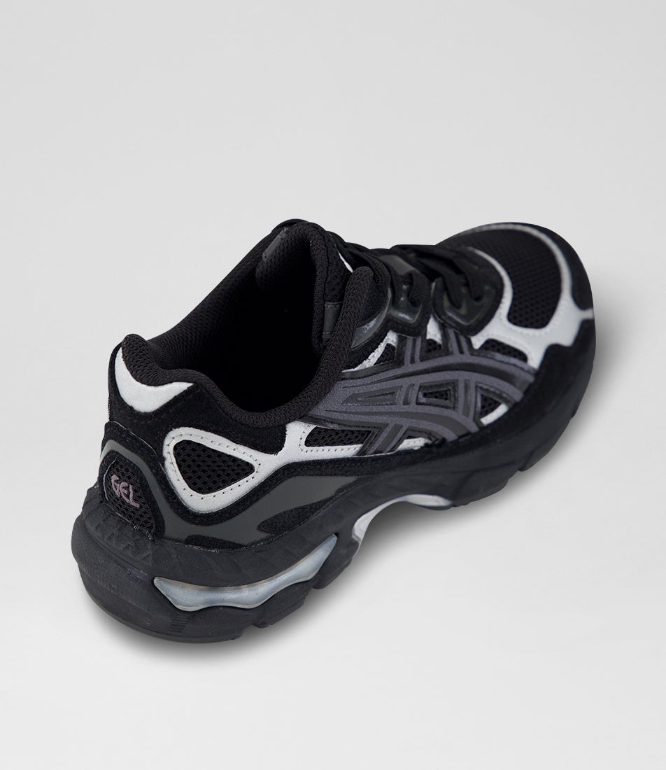 Gel Nyc Junior Black Pure Silver Suede Lace Up Sneakers