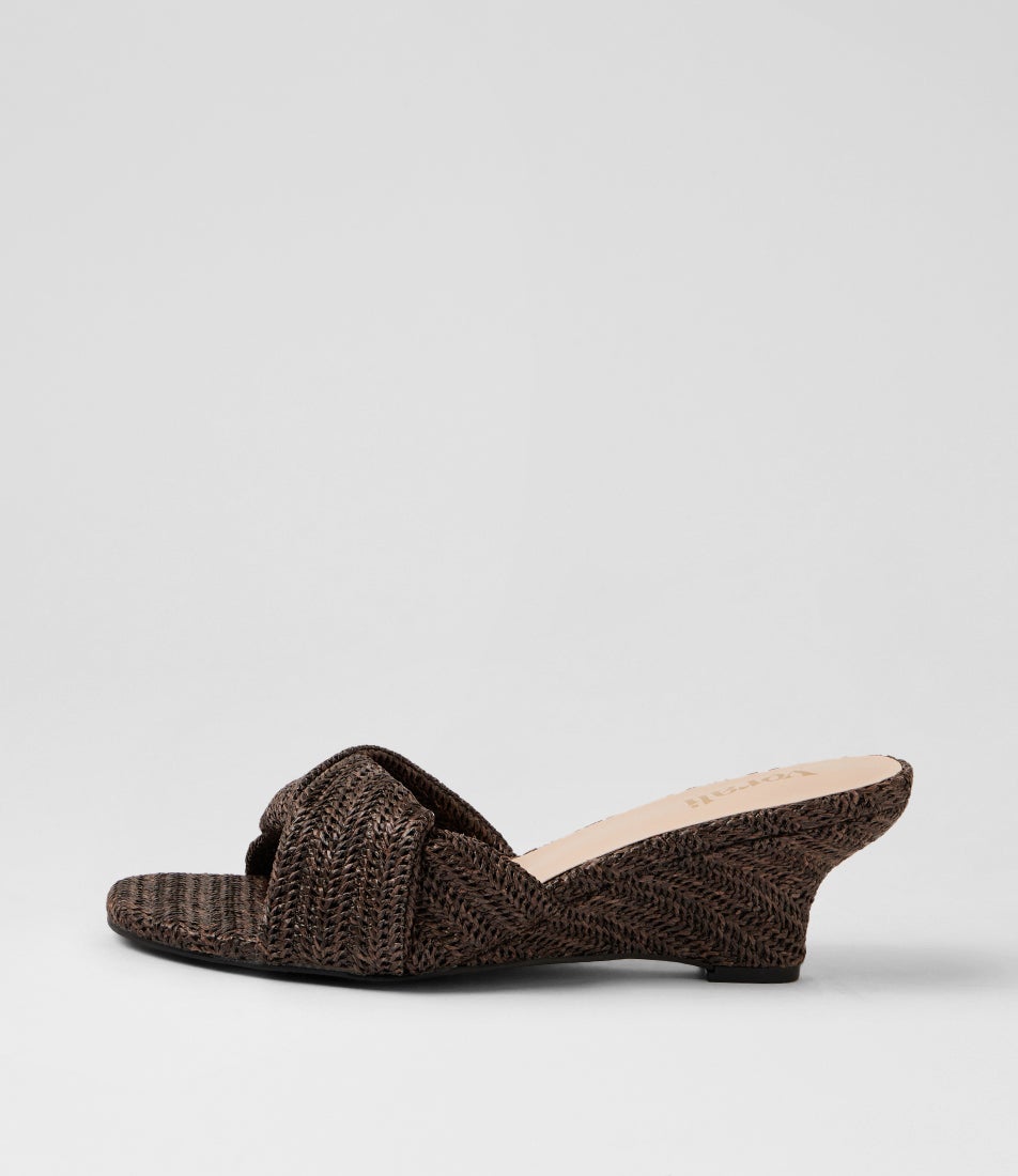 Gabriella Chocolate Brown Raffia Sandals