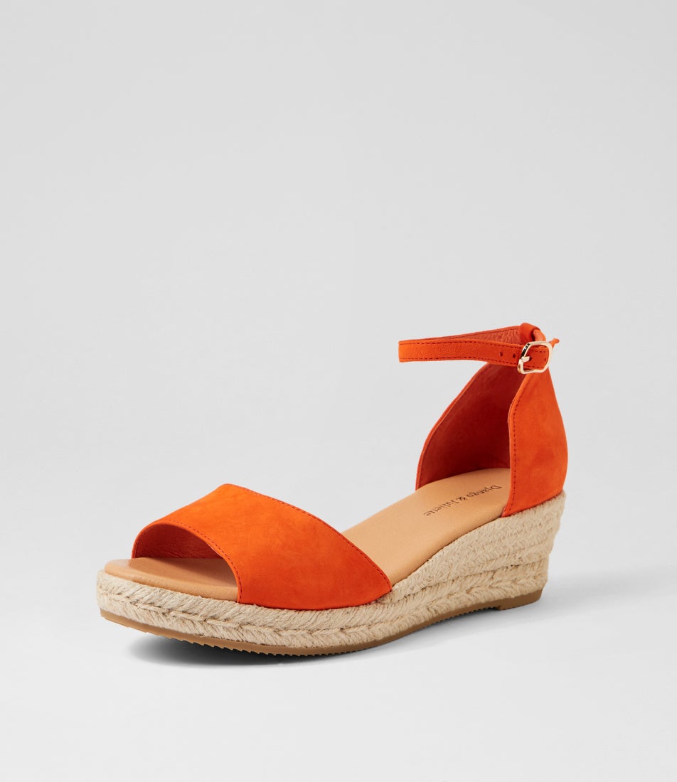 Skip Orange Natural Rope Suede Sandals