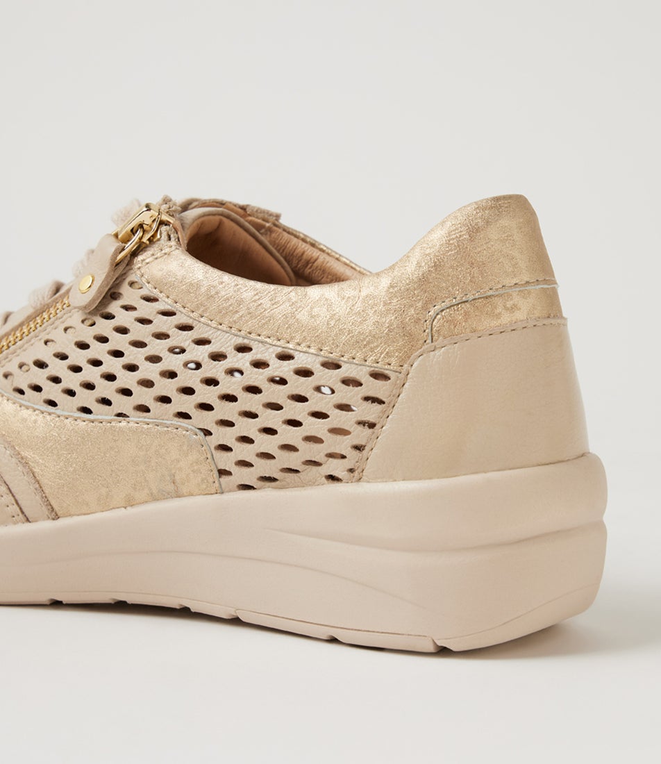Nipsie W Almond Gold Cheetah Leather Sneakers