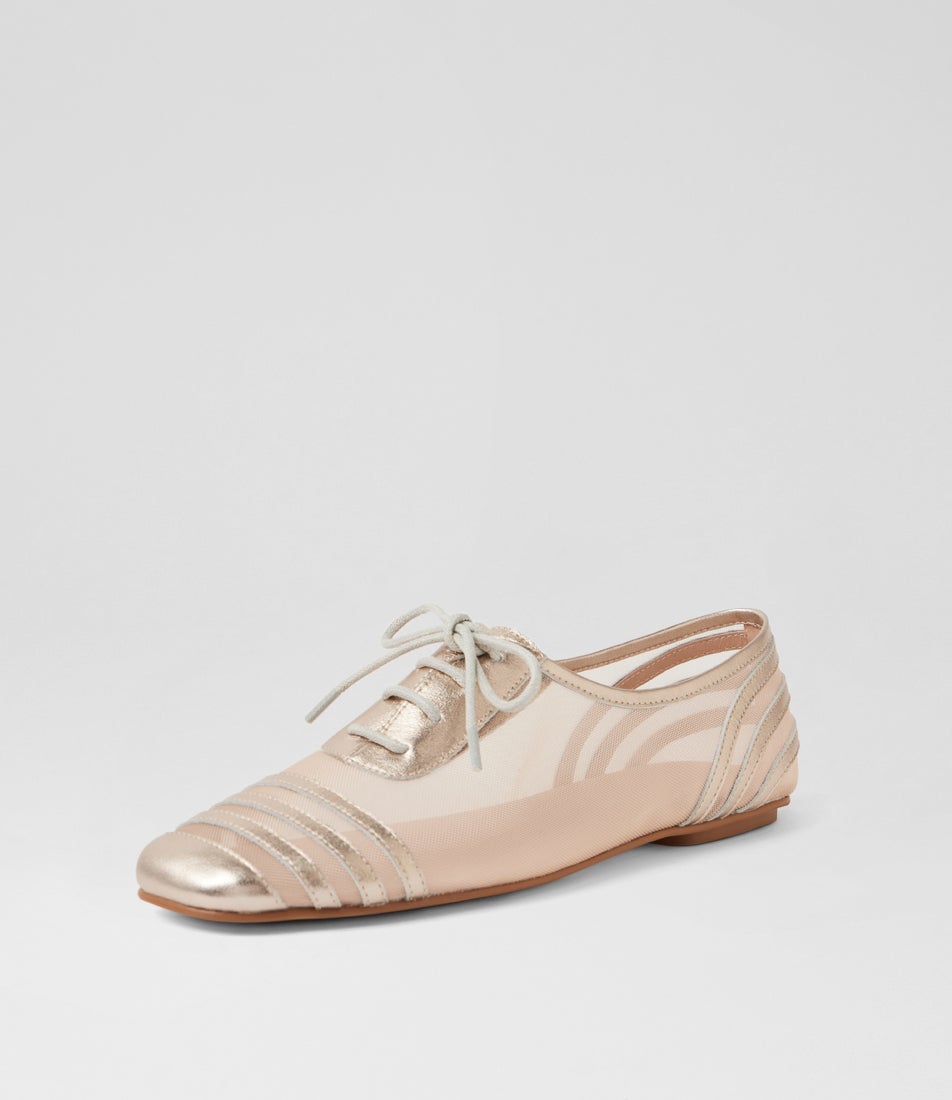 Vyolet Platino Mesh Lace Up Flats