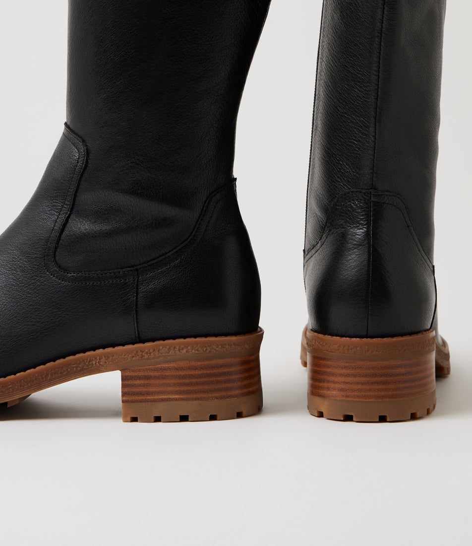 Margrita Black Natural Leather Knee High Boots