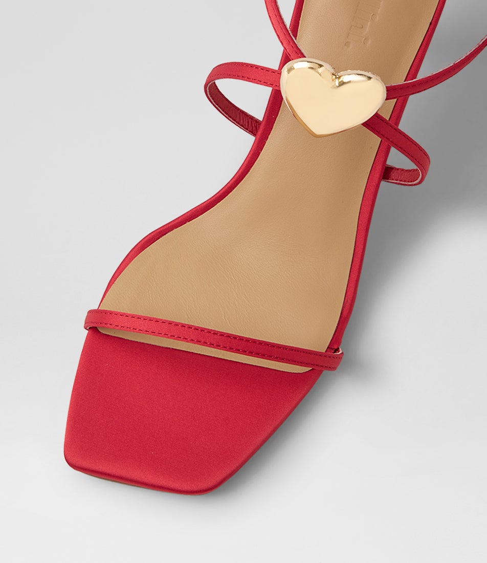 Piety Red Satin Sandals