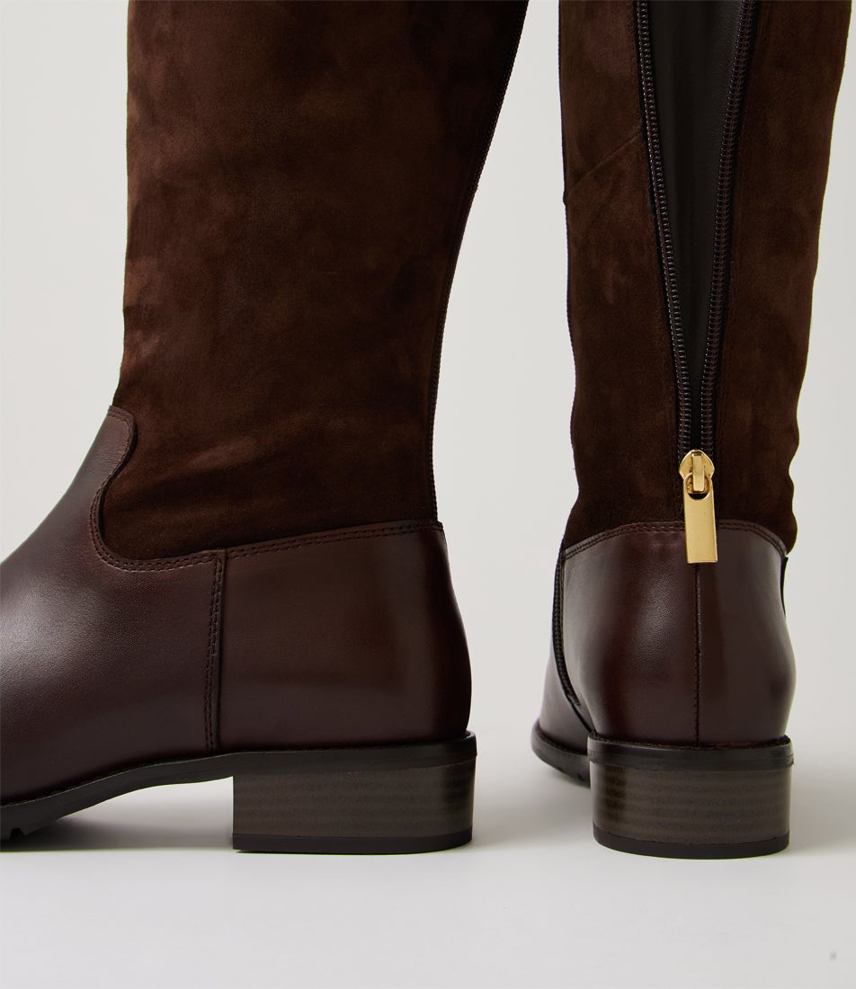 Chiara 05 Espresso Leather Knee High Boots