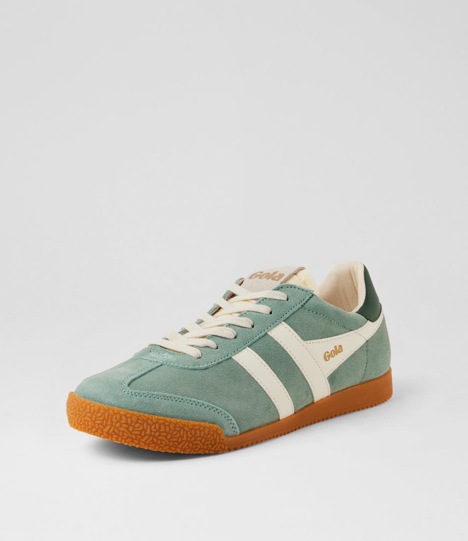 Elan W Green Mist Off White Evergreen Suede Sneakers