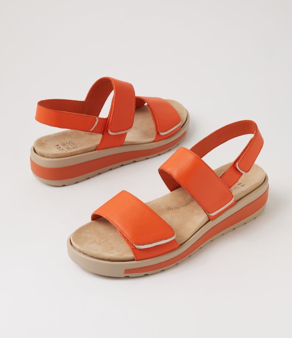 Garlin W Orange Leather Sandals