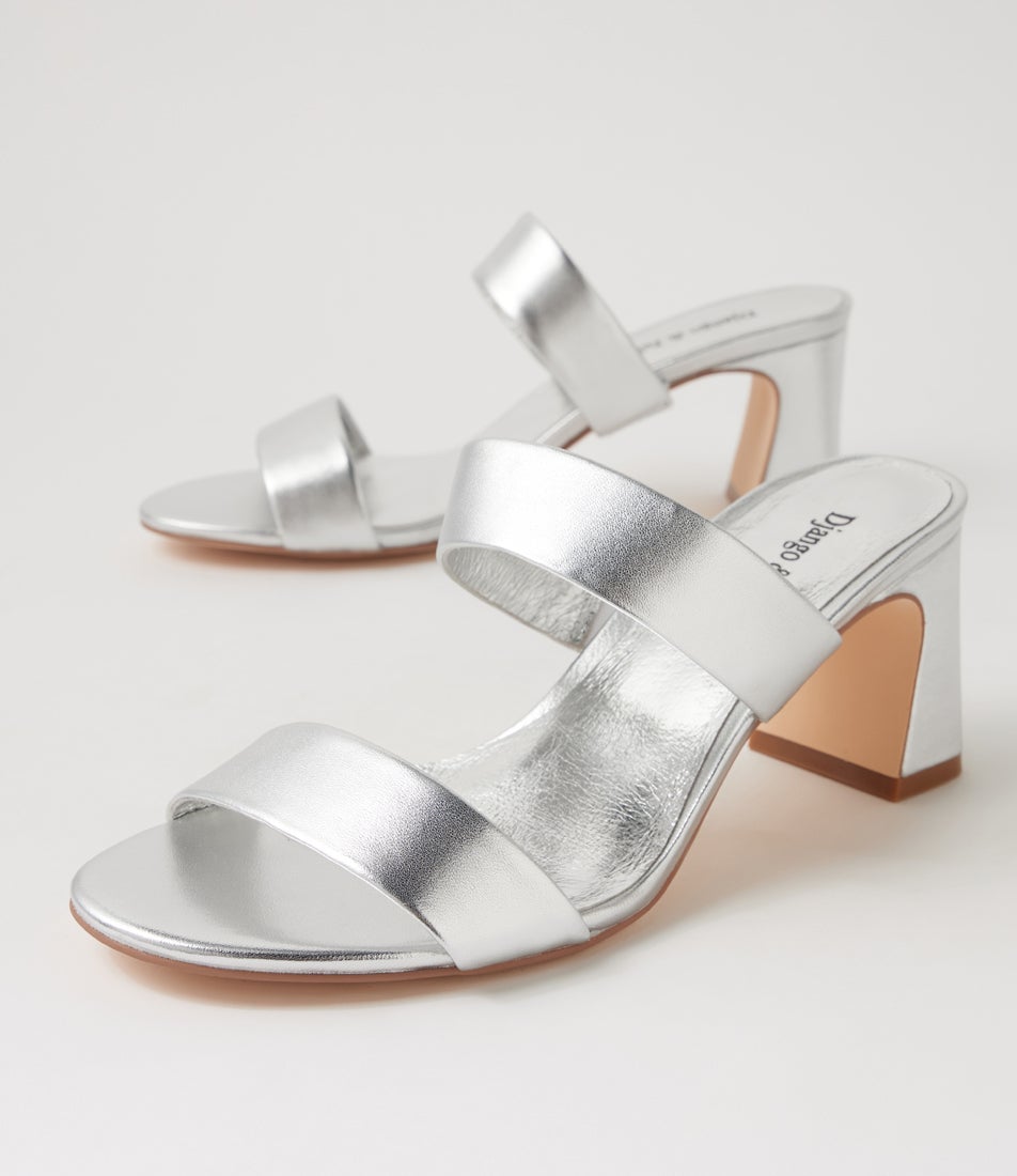 Belline Silver Leather Heeled Sandals