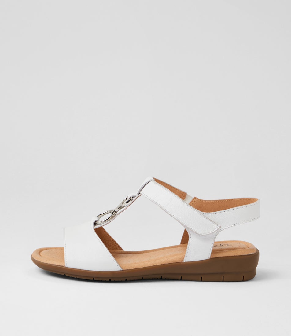 Felica White Leather Sandals