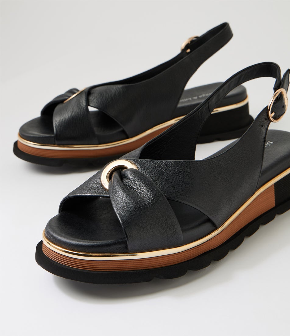 Crystin Black Leather Sandals