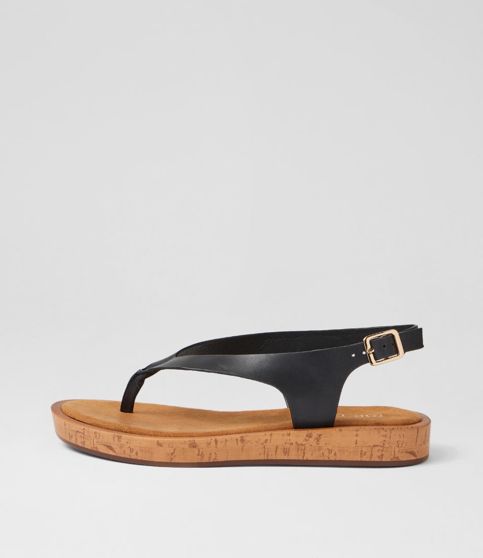 Fresla Black Leather Sandals