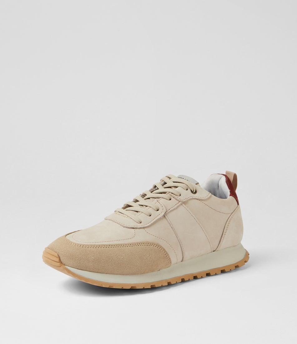Ikenna Bone Leather Suede Lace Up Sneakers