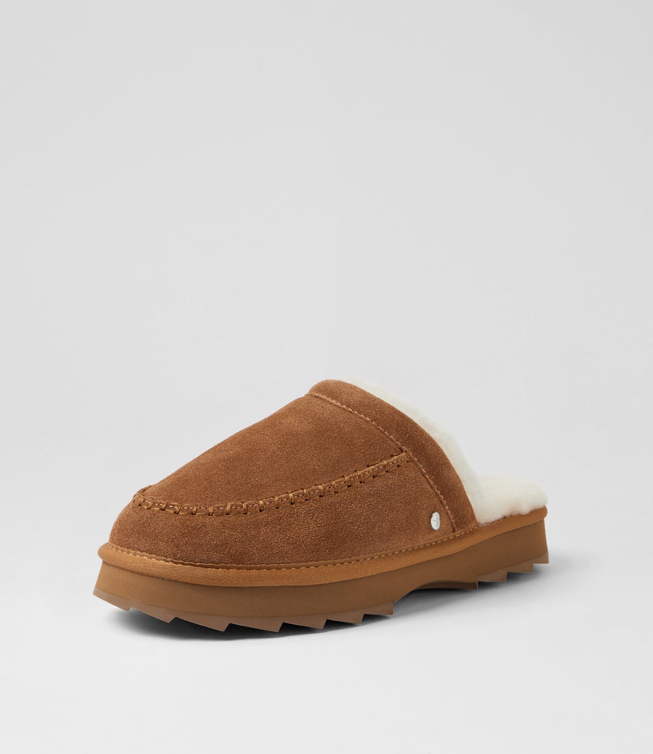 Sharky Chestnut Suede Slides