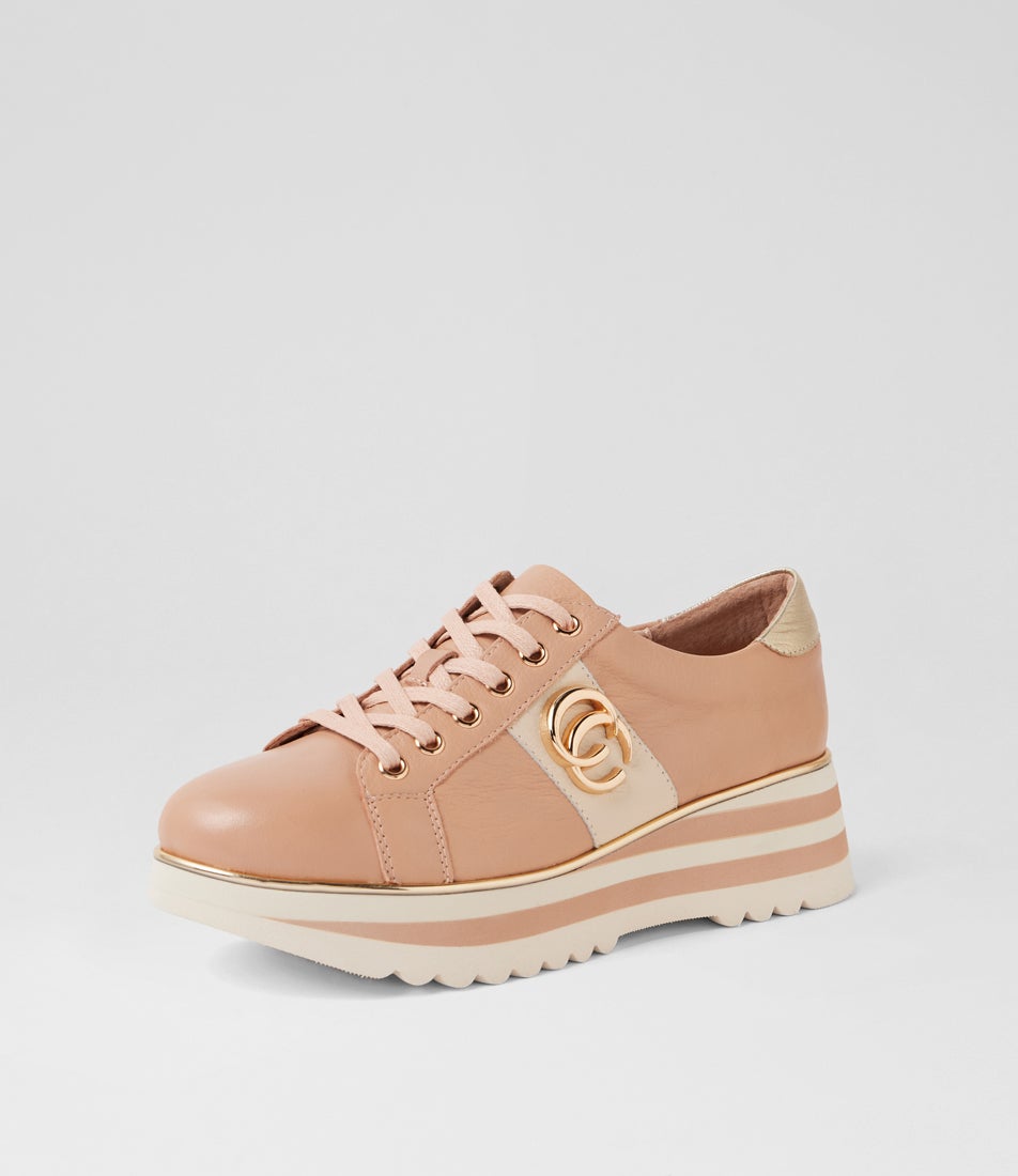 Edgey Cappuccino Gold Multi Lace Up Flats