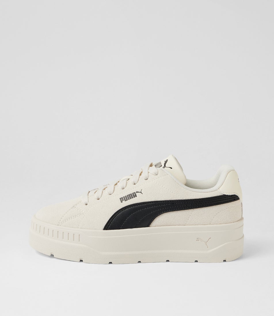 Karmen Classic Warm White Black Lace Up Sneakers