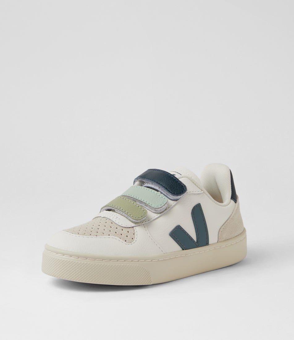 Small V 10 Junior White California Leather Slip On Sneakers