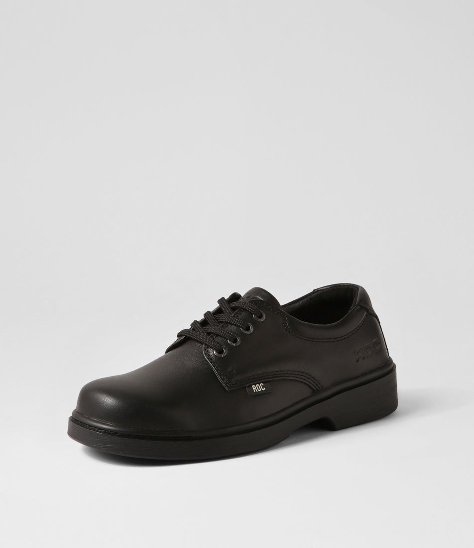Strobe Youth Black Leather Lace Up School Shoes