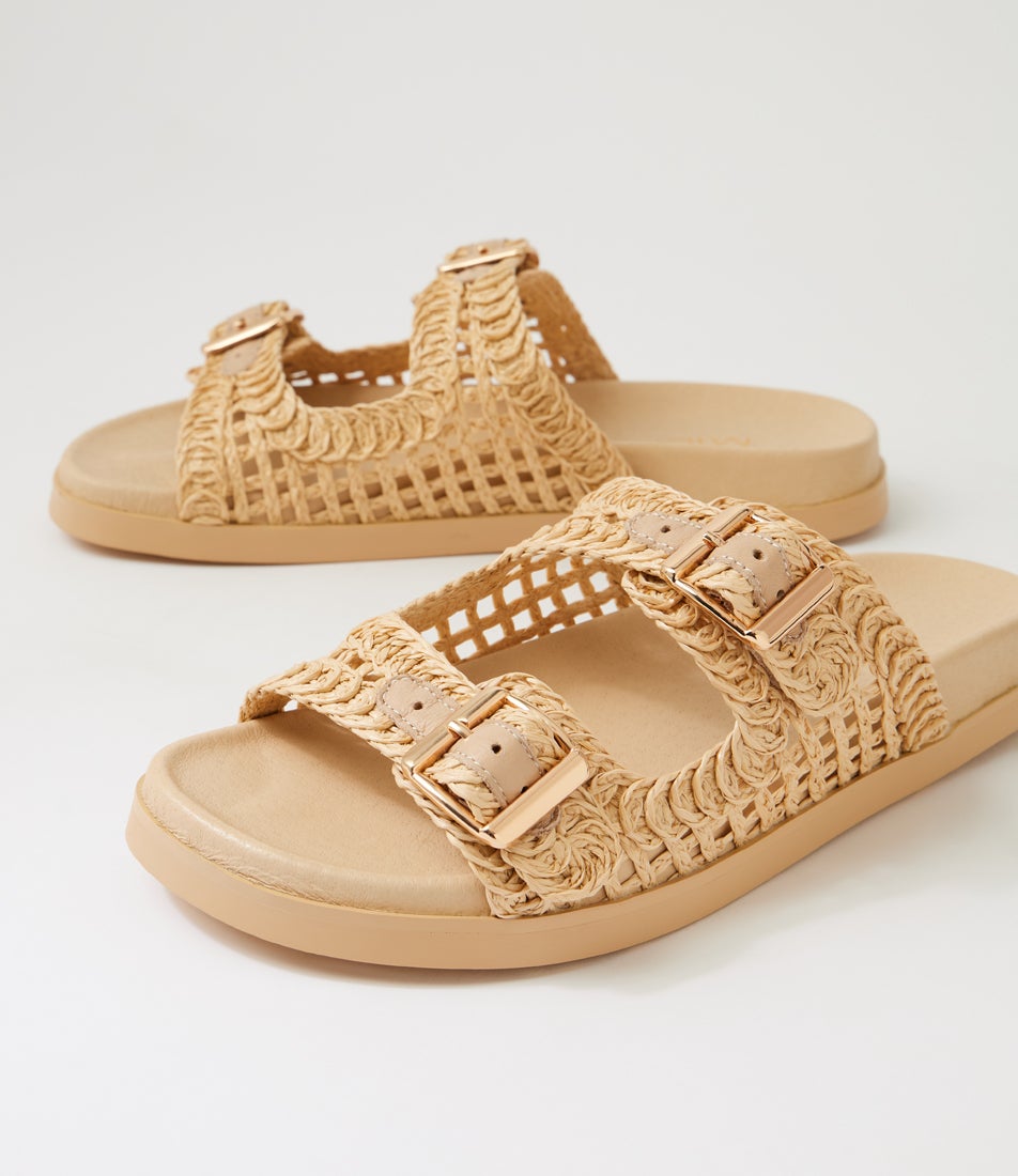 Reki Natural Synthetic Raffia Slides