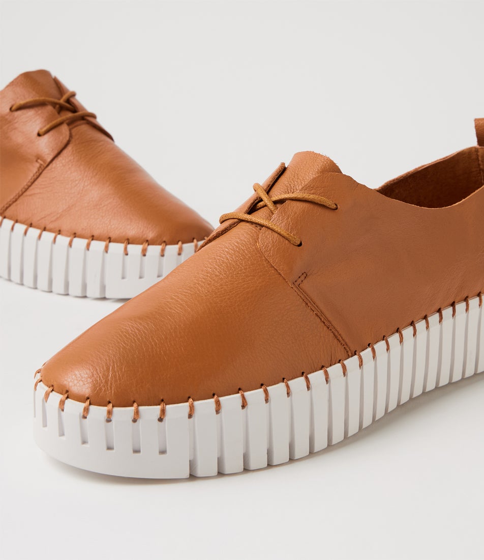 Brooks Dark Tan Leather Flat Shoes