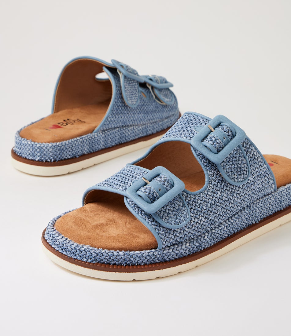 Darto Denim Synthetic Raffia Sandals