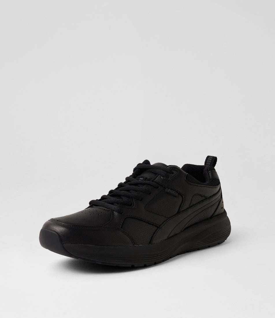Vector Senior Black Leather Lace Up School Shoes