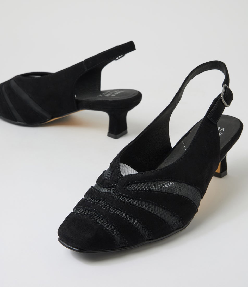 Olepa Xw Black Suede Mesh Heels