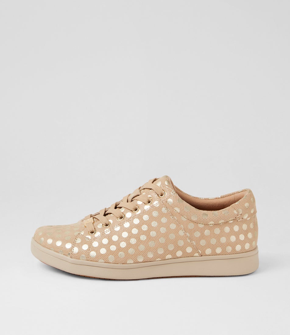 Delilah Xf Beige Polkadots Leather Sneakers