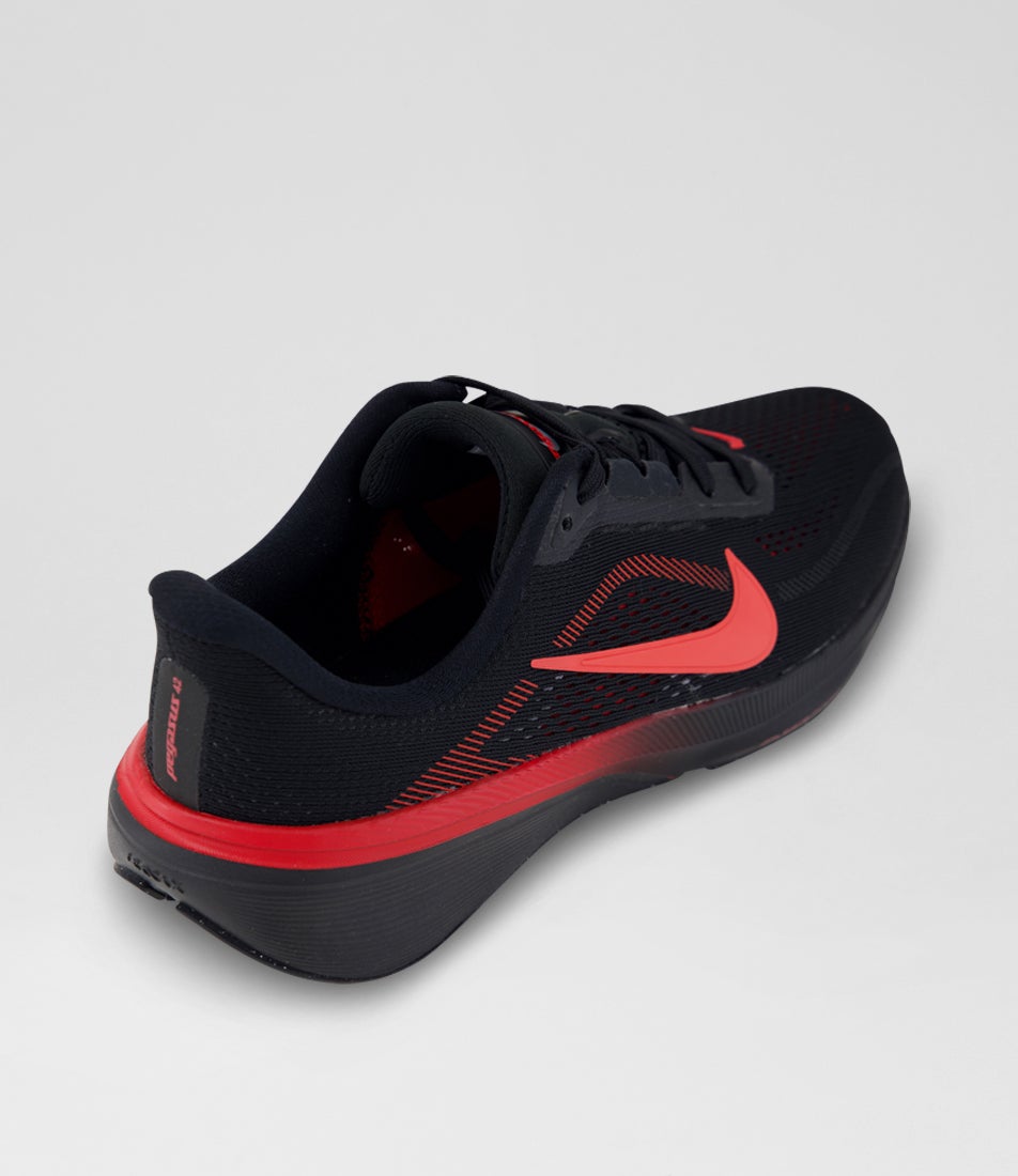 Air Zoom Pegasus 42 Youth Black Bright Crimson Red Mesh Sneakers