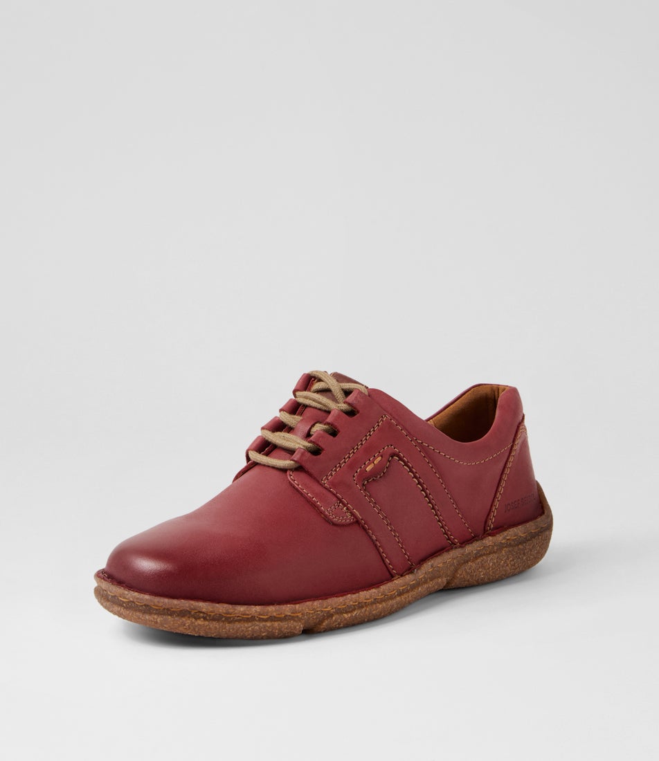 Neele 44 Bordeaux Leather Lace Up Flats
