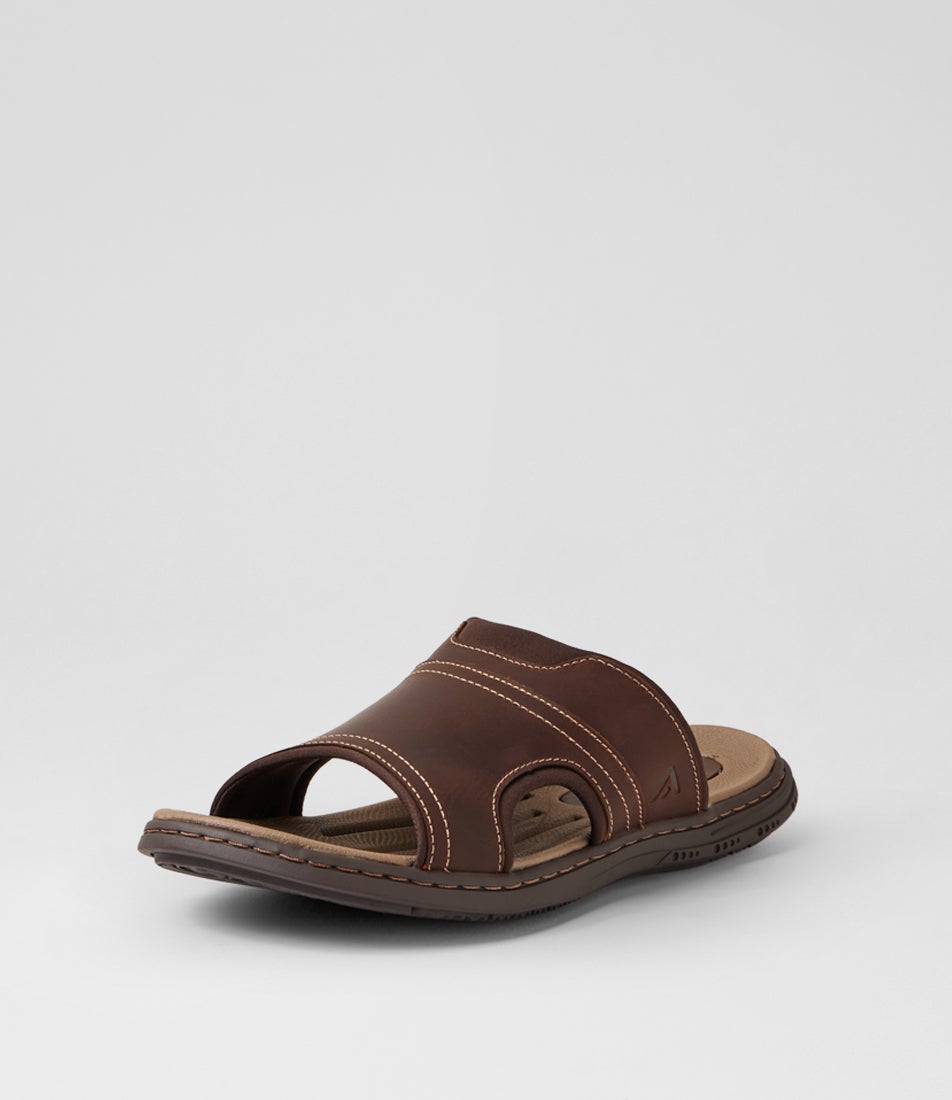 Dallas Dark Brown Crazyhorse Leather Slides Dallas Dark Brown Crazyhorse Leather Slides